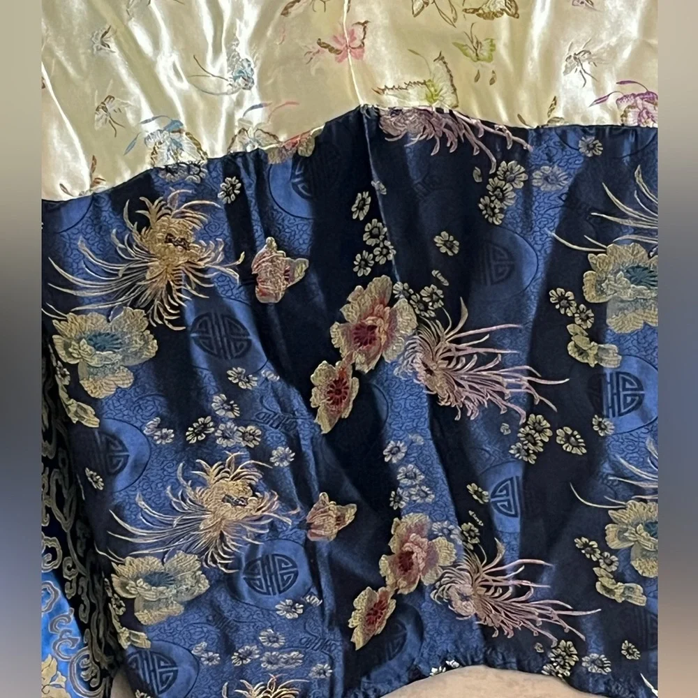 VERATEX SHOWER CURTAIN ASIAN MOTIFS PATCHWORK FLORAL AND BUTTERFLY PRINT: